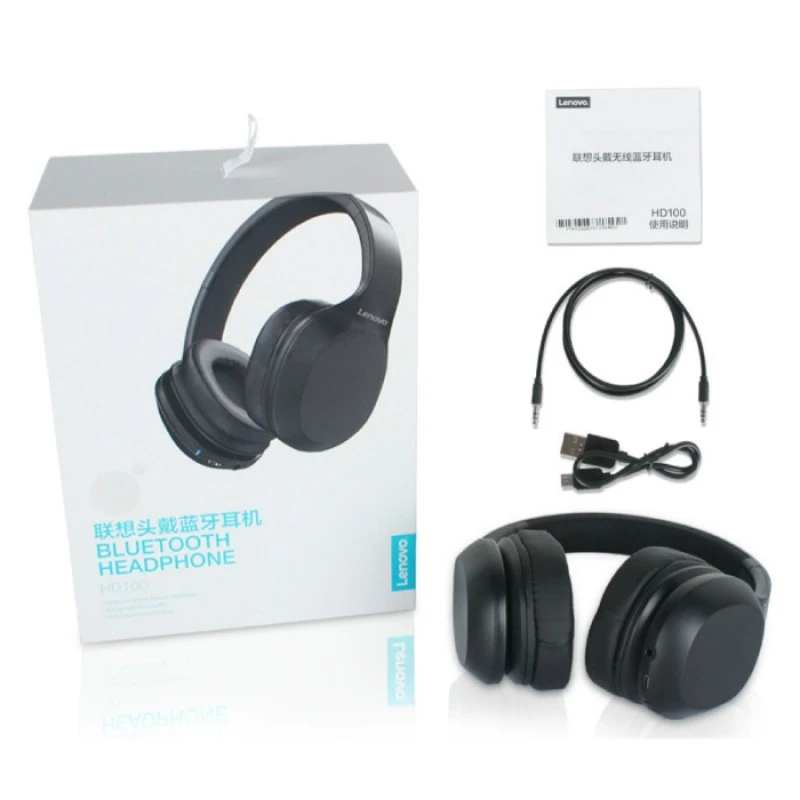 Lenovo HD100 Wireless Bluetooth Headphone BT 5.0 Noise isolation (Black) Lenovo HD100 Wireless Bluetooth Headphone BT 5.0 Noise isolation (Black)