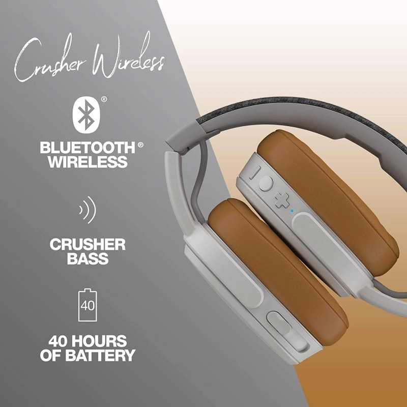 Skullcandy Crusher Wireless Over-Ear Headphone with Mic Gray Skullcandy Crusher Wireless Over-Ear Headphone with Mic Gray