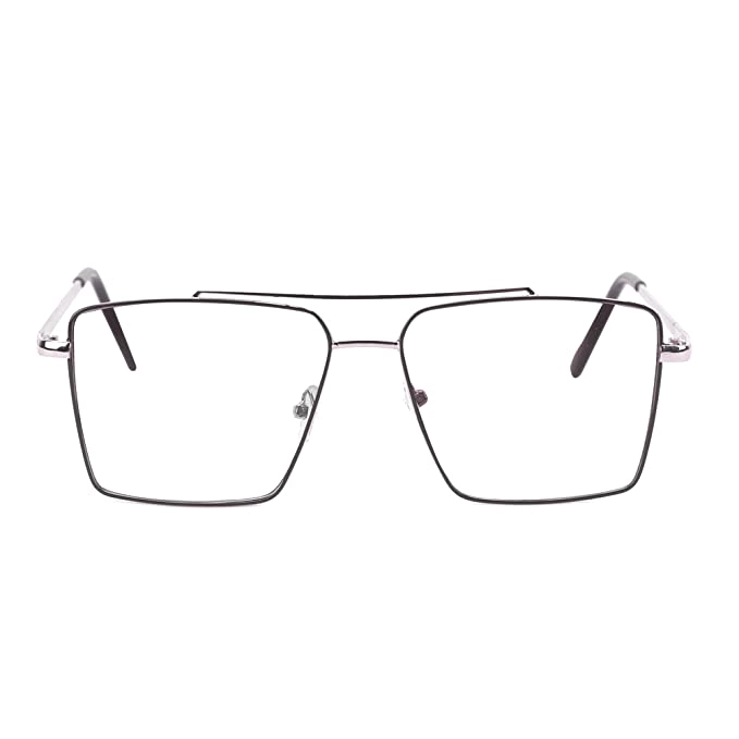 Transparent Square Unisex Optical Metal Frame for Unisex-Pack of 1
