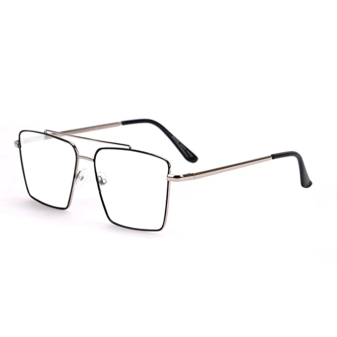 Transparent Square Unisex Optical Metal Frame for Unisex-Pack of 1