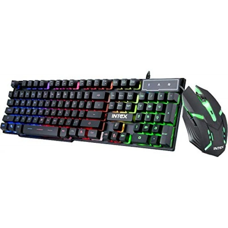 Intex Gaming KB & Mouse Combo-400 Black USB Wired Desktop Keyboard- Intex Gaming KB & Mouse Combo-400 Black USB Wired Desktop Keyboard-