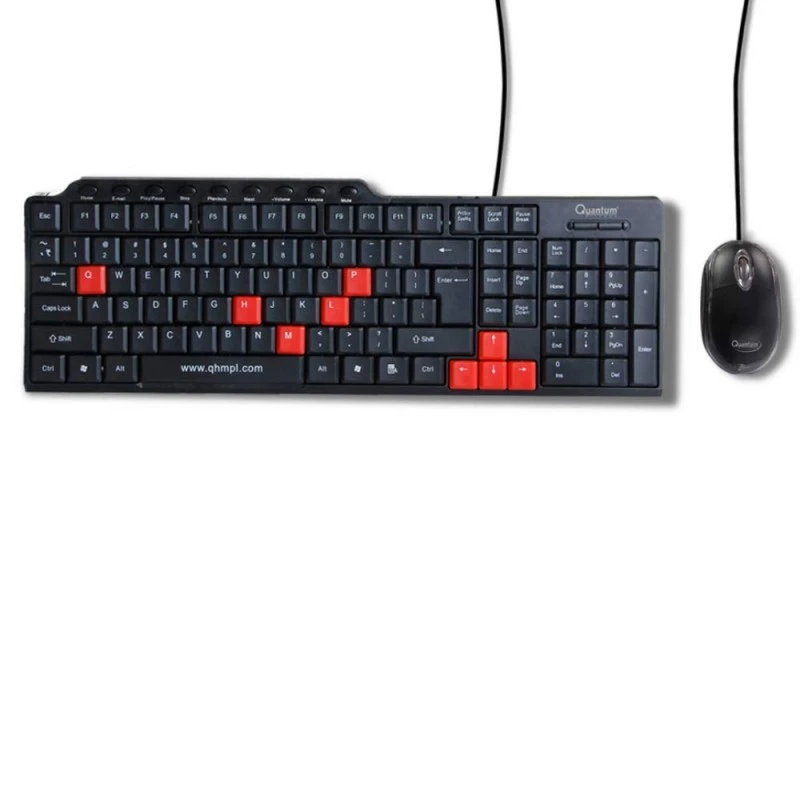 QUANTUM QHM8810 Spill-Resistant Wired Keyboard and Mouse Combo (Black) QUANTUM QHM8810 Spill-Resistant Wired Keyboard and Mouse Combo (Black)