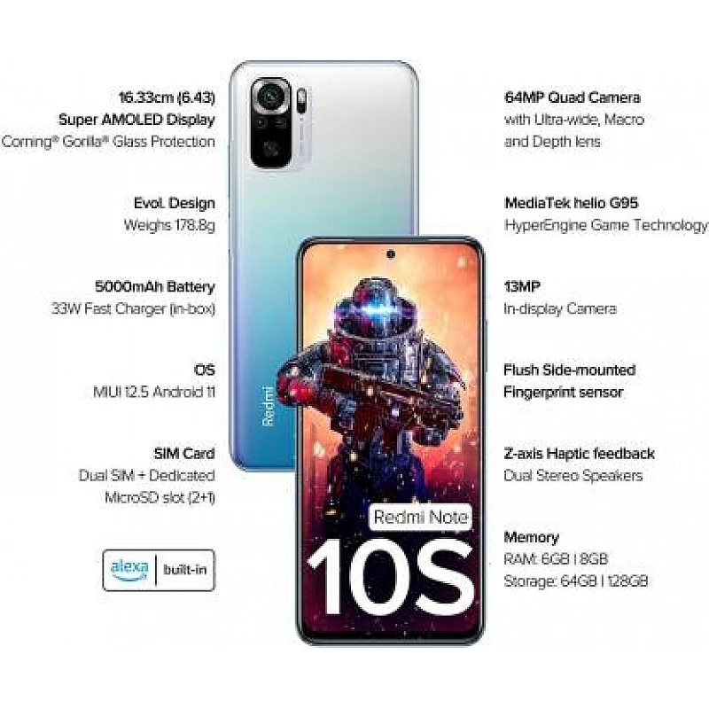 REDMI Note 10S (Deep Sea Blue, 128 GB) (6 GB RAM) Refurbished REDMI Note 10S (Deep Sea Blue, 128 GB) (6 GB RAM) Refurbished