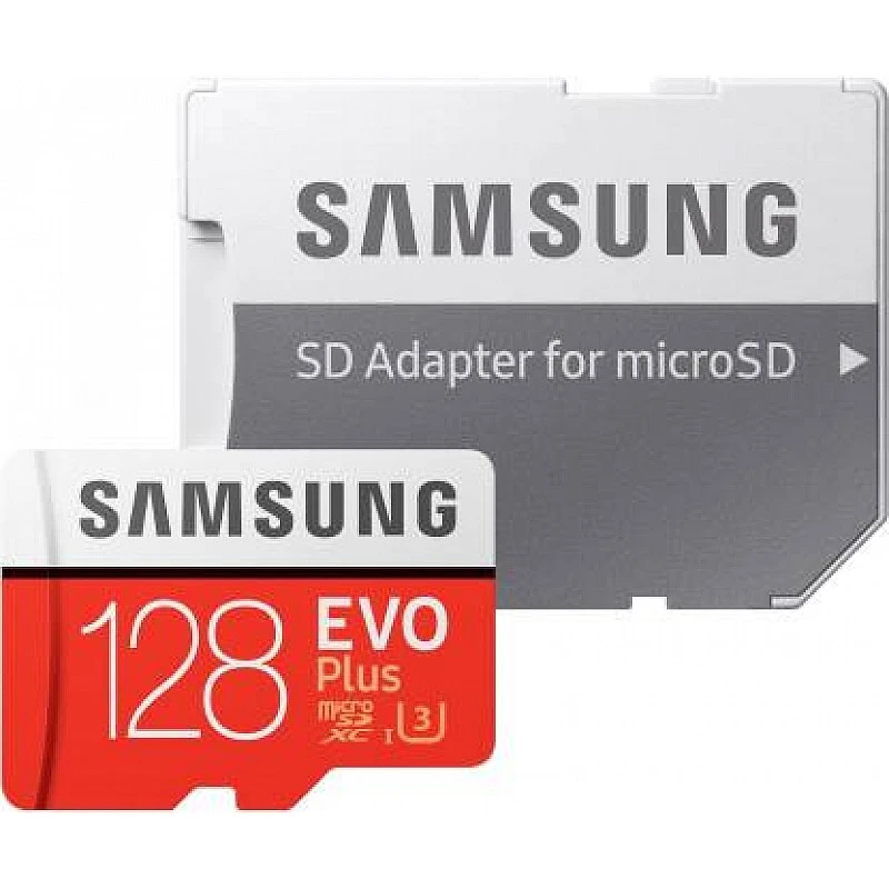 SAMSUNG EVO Plus 128 GB SD Card Class 10 100 MB/s Memory Card With Adapter SAMSUNG EVO Plus 128 GB SD Card Class 10 100 MB/s Memory Card With Adapter