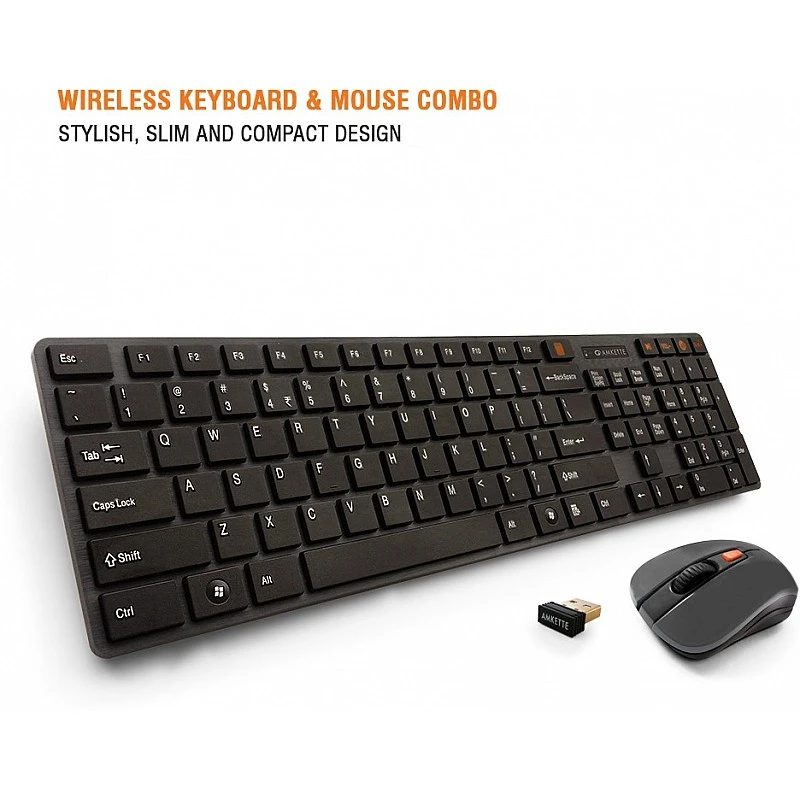Amkette Optimus Wireless Keyboard and Optical Mouse Sensor (Black) - Amkette Optimus Wireless Keyboard and Optical Mouse Sensor (Black) -