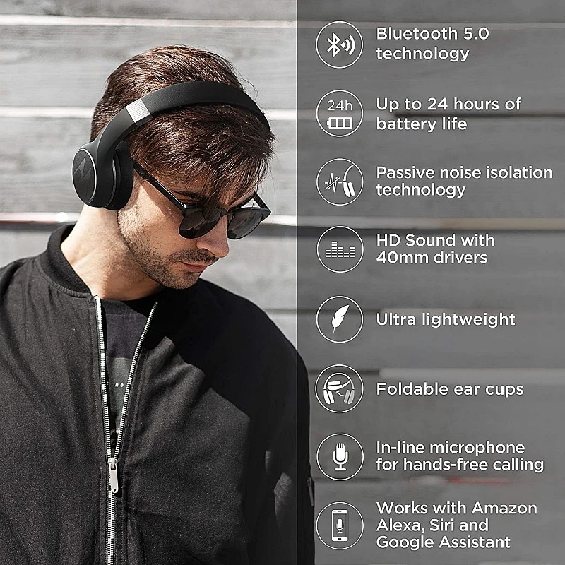 Motorola Escape 220 Over-The-Ear Bluetooth Wireless Headphones - HD Sound, Built-in Microphone, 23-Hour Play Time Motorola Escape 220 Over-The-Ear Bluetooth Wireless Headphones - HD Sound, Built-in Microphone, 23-Hour Play Time