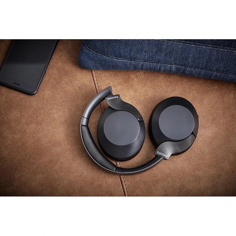 Philips Performance TAPH805BK Bluetooth 5.0 Active Noise Cancelling Over-Ear Headphones with Google Assistant (Black)