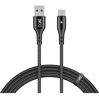 boAt USB Type C Cable 3 A 1.5 m 600 Stress Resistant,Auto Disconnecting with LED Indicator, 3A  (Compatible with Mobile, Tablet, Laptop, Mecurial Black)