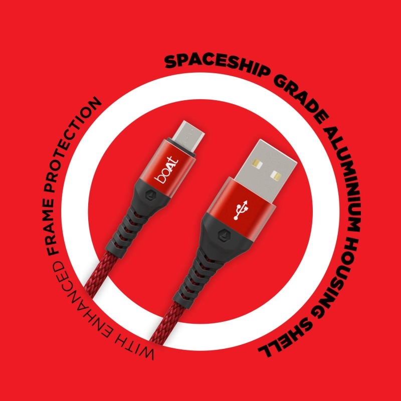 boAt Micro USB Cable 2 A 1.5 m Micro USB 550  (Compatible with Laptop, Mobile, Tablet, Martian Red)