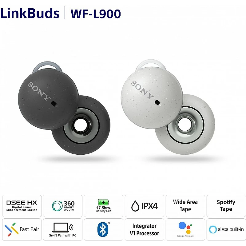 Sony LinkBuds WF-L900 Truly Wireless Bluetooth Earbuds with Swift Pair True Wireless Earbuds with Alexa Built-in, White Sony LinkBuds WF-L900 Truly Wireless Bluetooth Earbuds with Swift Pair True Wireless Earbuds with Alexa Built-in, White