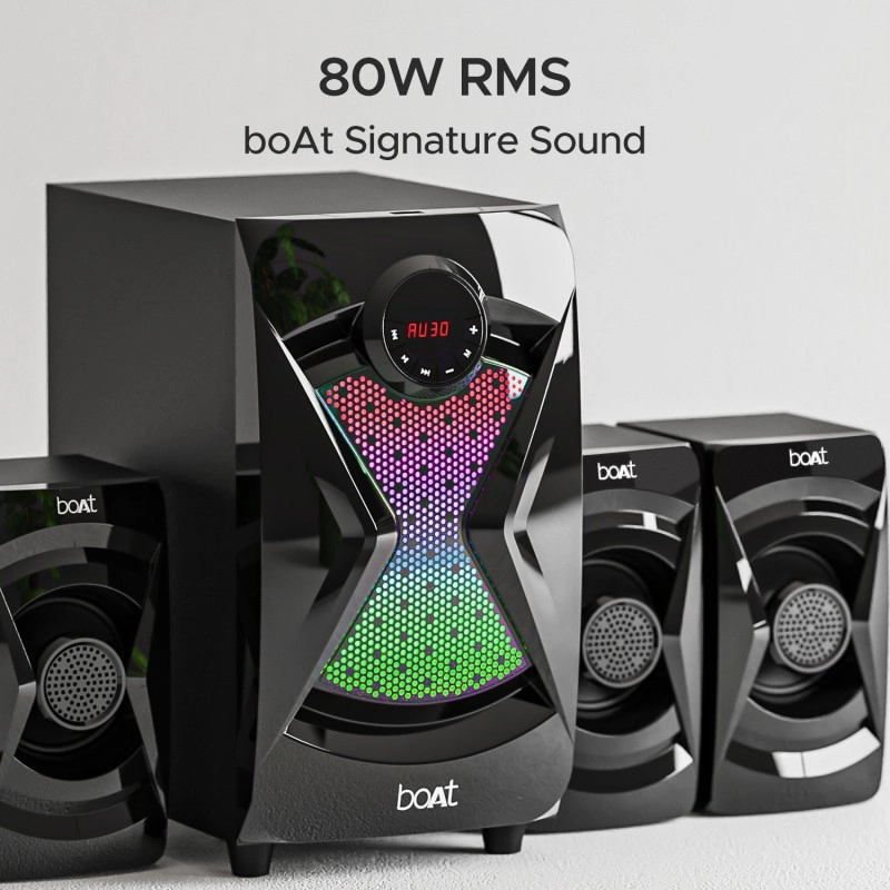 boAt 1500 Pro with Dynamic RGB LEDs, EQ Modes & Master Remote Control 80 W Bluetooth Home Theatre (Space Black, 4.1 Channel) boAt 1500 Pro with Dynamic RGB LEDs, EQ Modes & Master Remote Control 80 W Bluetooth Home Theatre (Space Black, 4.1 Channel)