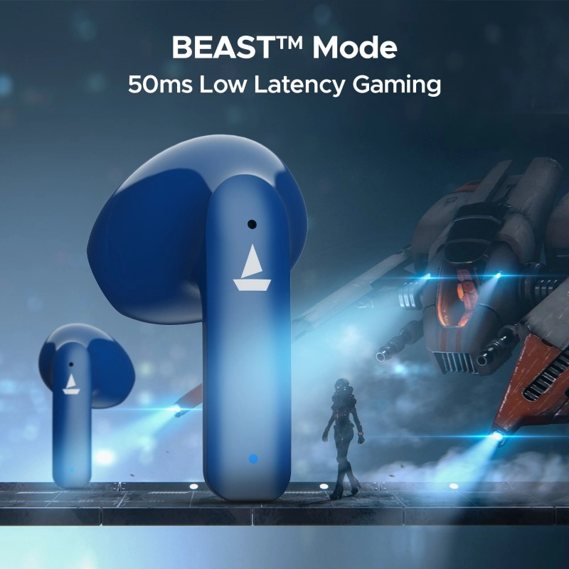 boAt Airdopes 118 WROGN Edition w/ 50 HRS Playback, Quad Mics ENx Tech & Beast mode Bluetooth  (Sapphire Blue, True Wireless)