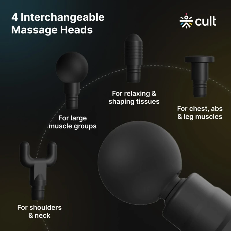 Cult Volt Silicone head, 3000mAh Battery, Pain Relief, Deep Tissue Full body gun Massager (Black) Cult Volt Silicone head, 3000mAh Battery, Pain Relief, Deep Tissue Full body gun Massager (Black)