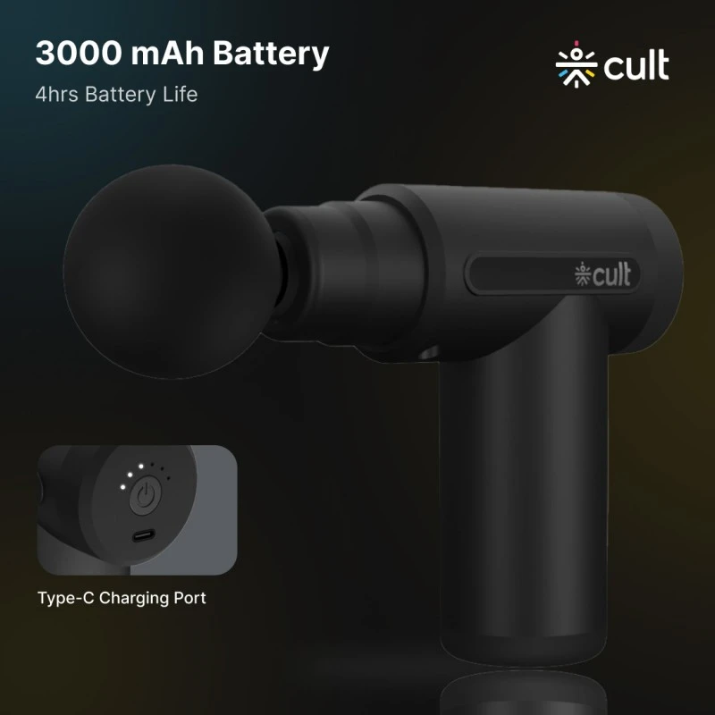 Cult Volt Silicone head, 3000mAh Battery, Pain Relief, Deep Tissue Full body gun Massager (Black) Cult Volt Silicone head, 3000mAh Battery, Pain Relief, Deep Tissue Full body gun Massager (Black)