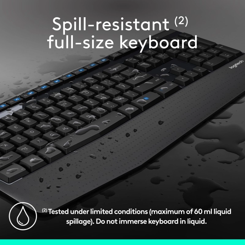 Logitech MK345 Wireless Combo Full-Sized Keyboard with Palm Rest and Comfortable Right-Handed Mouse