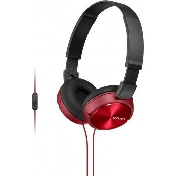 Sony mdrzx310ap over-head headphones with mic red