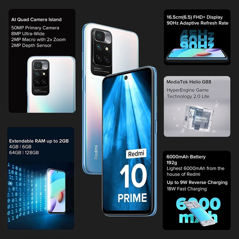 REDMI 10 Prime (Bifrost Blue, 128 GB) (6 GB RAM) REDMI 10 Prime (Bifrost Blue, 128 GB) (6 GB RAM)