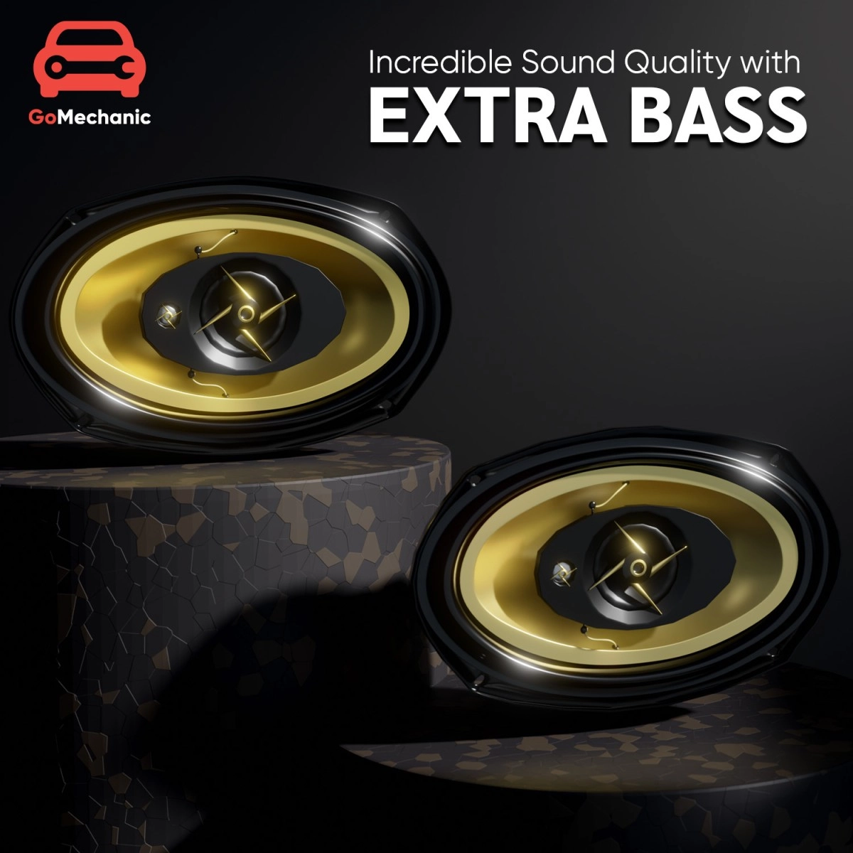 GoMechanic Premium Sonus S3 GOLD 6X9 inch with In-built Tweeter Speaker Dust Proof Premium Extra Bass