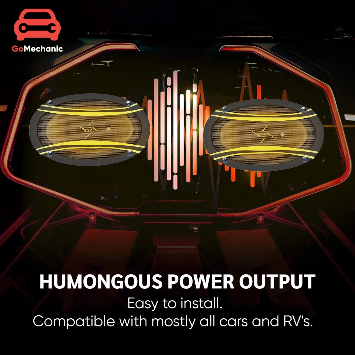 GoMechanic Premium Sonus S3 GOLD 6X9 inch with In-built Tweeter Speaker Dust Proof Premium Extra Bass