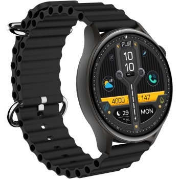 PLAYFIT FLAUNT2 with 1.43'' AMOLED, Rotary Crown, 2.5D All-View Display with BT Calling Smartwatch  (Black Strap, Free Size) (un box)
