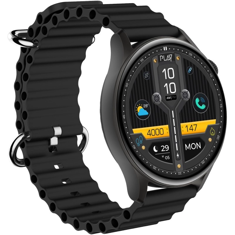 PLAYFIT FLAUNT2 with 1.43'' AMOLED, Rotary Crown, 2.5D All-View Display with BT Calling Smartwatch (Black Strap, Free Size) (un box) PLAYFIT FLAUNT2 with 1.43'' AMOLED, Rotary Crown, 2.5D All-View Display with BT Calling Smartwatch (Black Strap, Free Size) (un box)