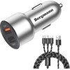 Bergmann 27 W Qualcomm 3.0 Turbo Car Charger  (Black, Silver, With USB Cable)