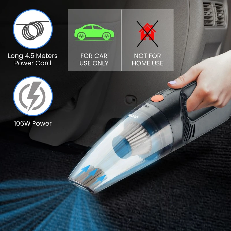 AGARO CV1079, Portable, Handheld, 12V DC /110W, 4.5KPA Power Socket, 14.7ft Long Cord Car Vacuum Cleaner (Black) AGARO CV1079, Portable, Handheld, 12V DC /110W, 4.5KPA Power Socket, 14.7ft Long Cord Car Vacuum Cleaner (Black)