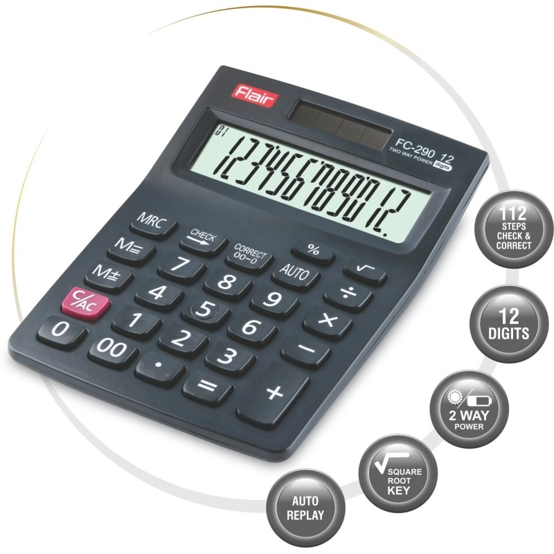 FLAIR 133618 FC - 290 Basic Calculator  (12 Digit)