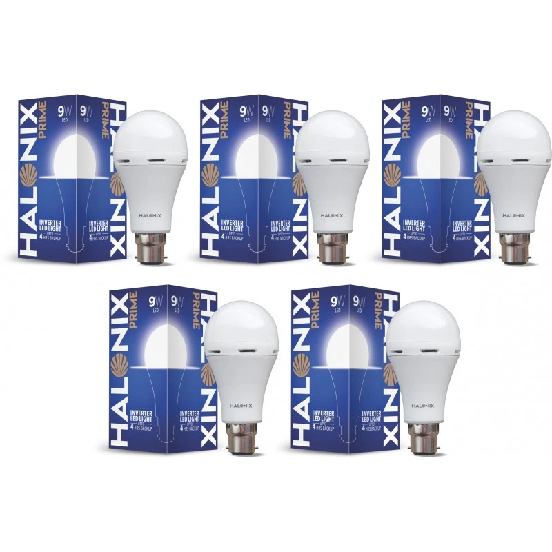 HALONIX LED PRIME INVERTER 9W B22 CW M 4 hrs Bulb Emergency  (Light Pack of 5)