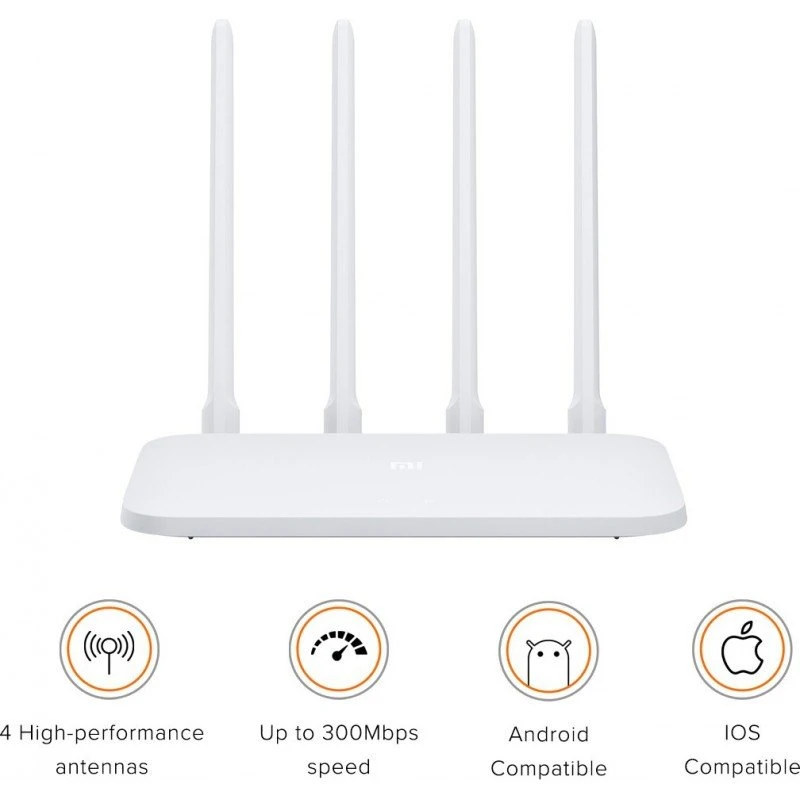 Xiaomi Mi Smart Router 4C 300 Mbps with 4 high Performance Antenna App Control Single Band Wi-Fi White Xiaomi Mi Smart Router 4C 300 Mbps with 4 high Performance Antenna App Control Single Band Wi-Fi White