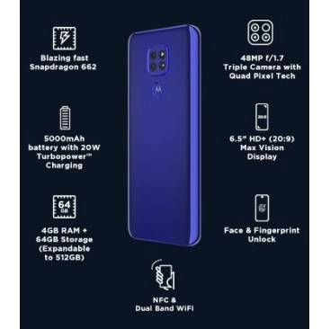Motorola G9 (Sapphire Blue, 64 GB) (4 GB RAM) (Refurbished)