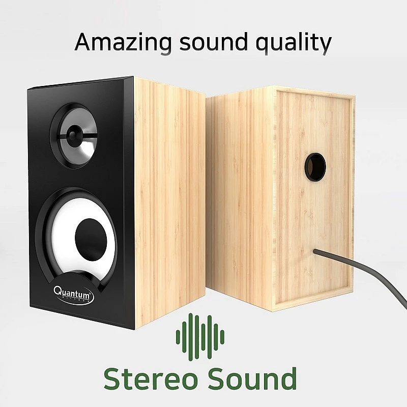Quantum QHM636 Portable Laptop USB Powered Multimedia Wooden Speaker with AUX Input Quantum QHM636 Portable Laptop USB Powered Multimedia Wooden Speaker with AUX Input
