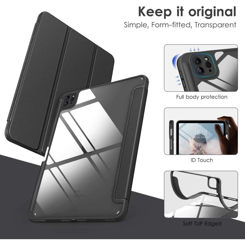Proelite Flip Cover for iPad Air 11, iPad Pro 11 4th/3rd Gen, Air 10.9 5th/4th Gen with soft Edge  (Black, Hard Case, Pack of: 1)