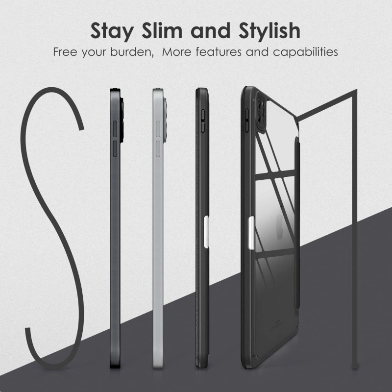 Proelite Flip Cover for iPad Air 11, iPad Pro 11 4th/3rd Gen, Air 10.9 5th/4th Gen with soft Edge  (Black, Hard Case, Pack of: 1)