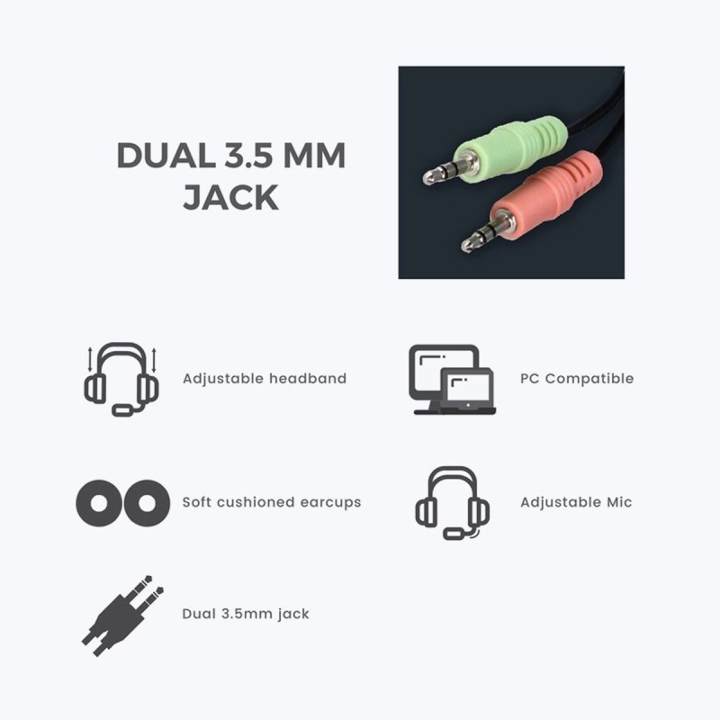 Zebronics Zeb-200HM Headphone with Mic, Dual 3.5mm Connectors, Adjustable Headband & Mic, for PC Computers/Laptop, BLACK Zebronics Zeb-200HM Headphone with Mic, Dual 3.5mm Connectors, Adjustable Headband & Mic, for PC Computers/Laptop, BLACK