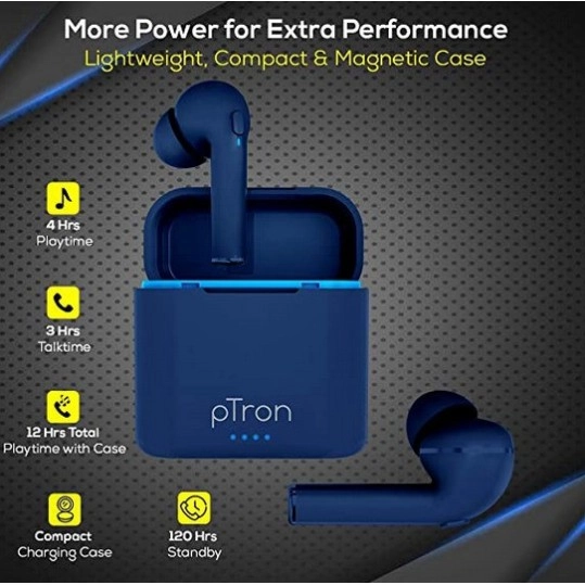 pTron Bassbuds Vista in-Ear True Wireless Bluetooth 5.1 Headphones with Free 5W Wireless Charger