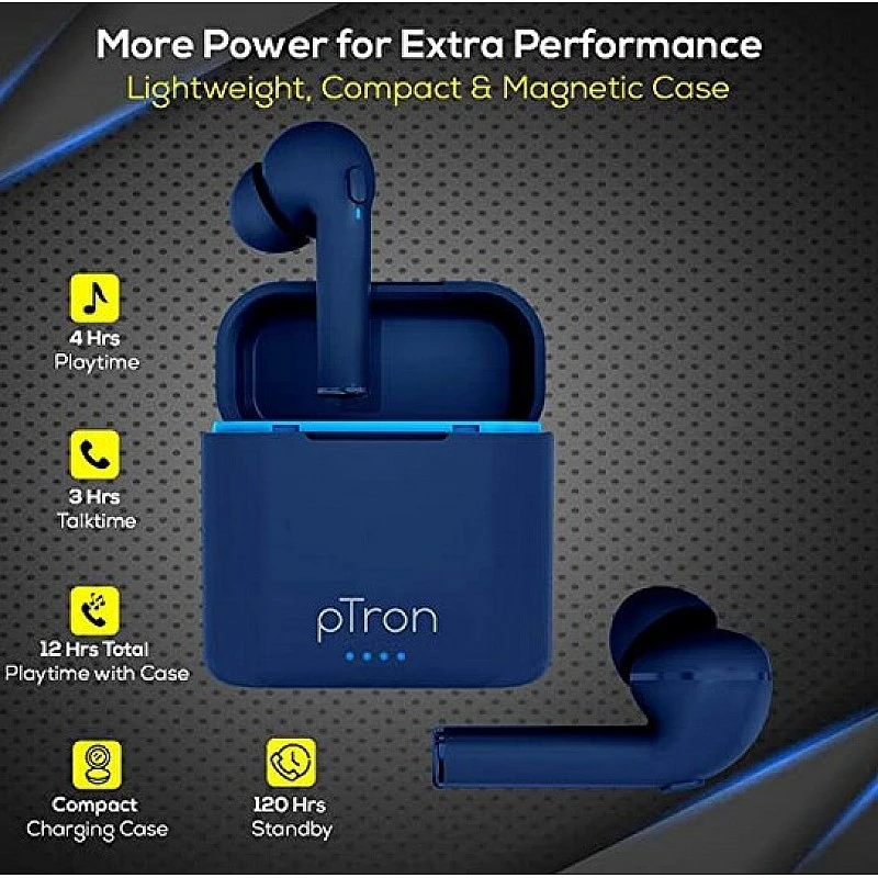 pTron Bassbuds Vista in-Ear True Wireless Bluetooth 5.1 Headphones with Free 5W Wireless Charger