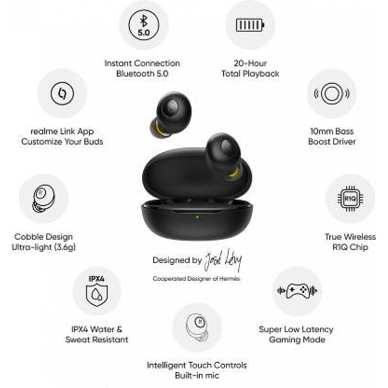 realme Buds Q Bluetooth Headset Black, True Wireless (Black) realme Buds Q Bluetooth Headset Black, True Wireless (Black)