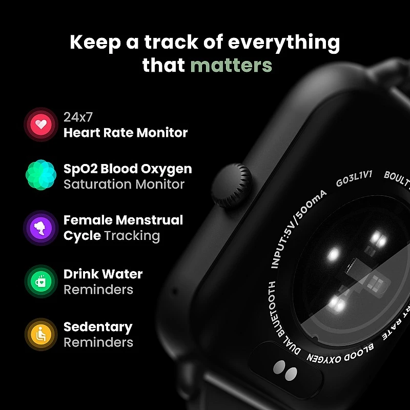 Boult Ridge BT Calling 1.8 HD Display Zinc Alloy Frame 140 Watch Faces Smartwatch Black Strap Free Size Boult Ridge BT Calling 1.8 HD Display Zinc Alloy Frame 140 Watch Faces Smartwatch Black Strap Free Size