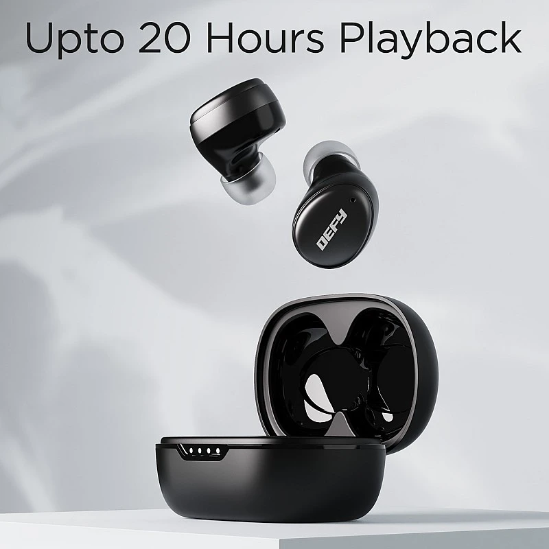DEFY GravityX with 20 Hours Playback, ENC Technology & Beast Mode Bluetooth Headset (Spirit Black, In the Ear) DEFY GravityX with 20 Hours Playback, ENC Technology & Beast Mode Bluetooth Headset (Spirit Black, In the Ear)