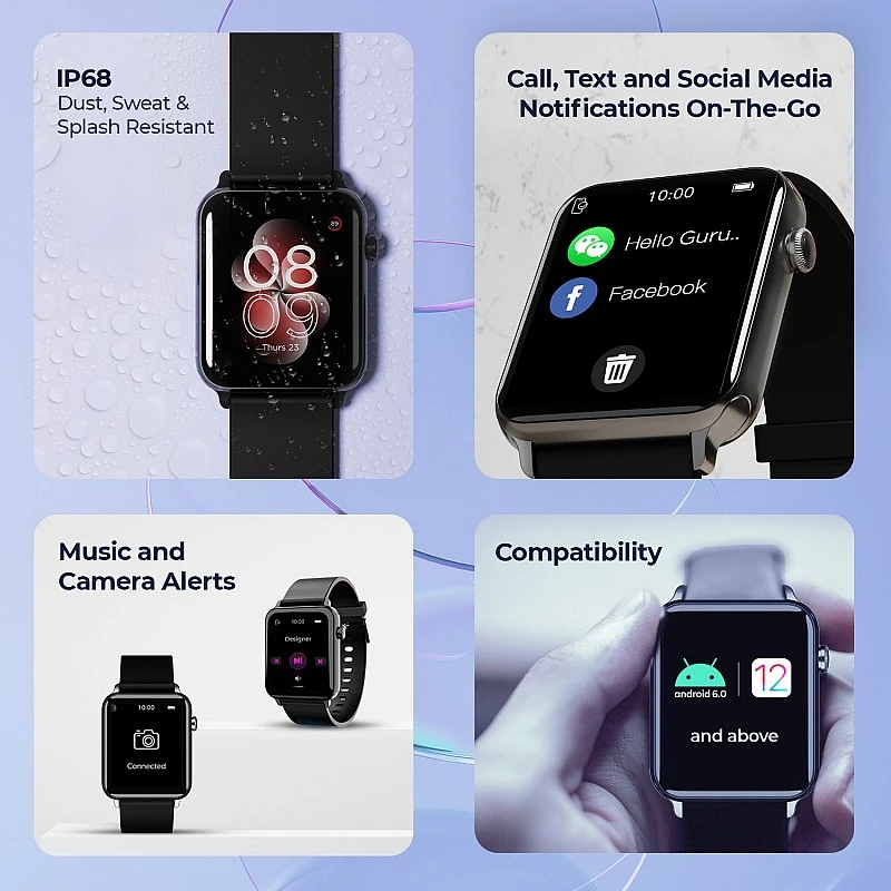 DEFY Space Pro Smartwatch with 1.69" HD Display, 24H Heart Rate & Real Time SpO2 Smartwatch (Black Strap, Free Size) DEFY Space Pro Smartwatch with 1.69" HD Display, 24H Heart Rate & Real Time SpO2 Smartwatch (Black Strap, Free Size)