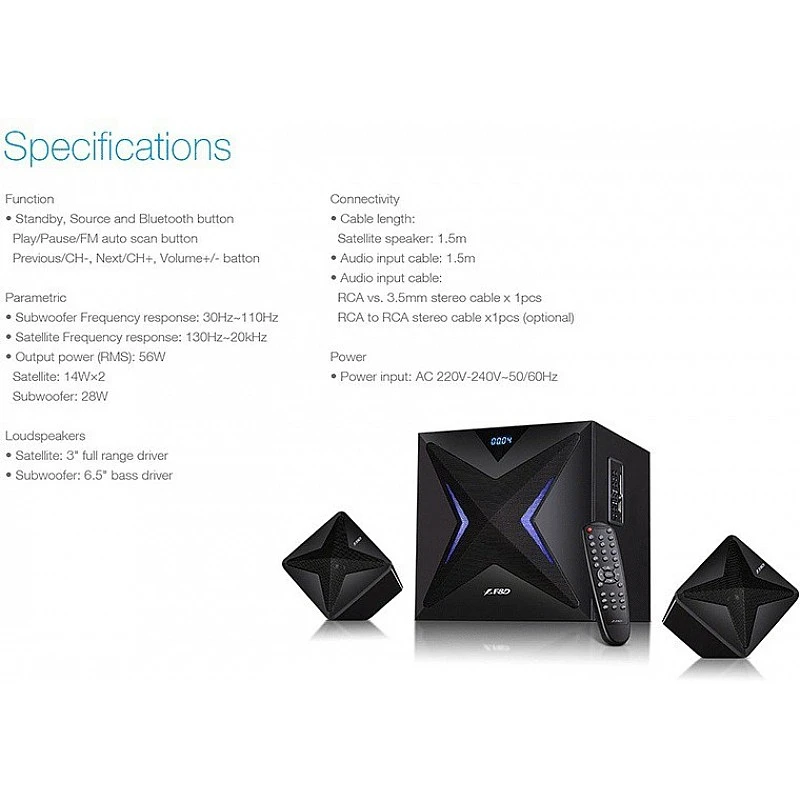 F&D F550X 56 W Bluetooth Home Theatre Black F&D F550X 56 W Bluetooth Home Theatre Black