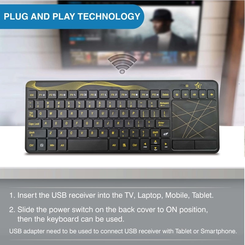  Flipkart SmartBuy KG3618- Keyboard with Touchpad | Wireless Multi-device Keyboard  (Black)