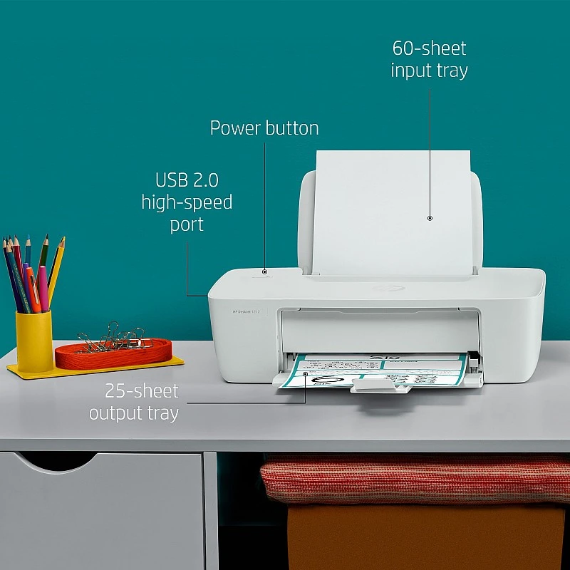 HP DeskJet 1212 Single Function colour Inkjet Printer Refurbished (without Ink Cartridge) HP DeskJet 1212 Single Function colour Inkjet Printer Refurbished (without Ink Cartridge)