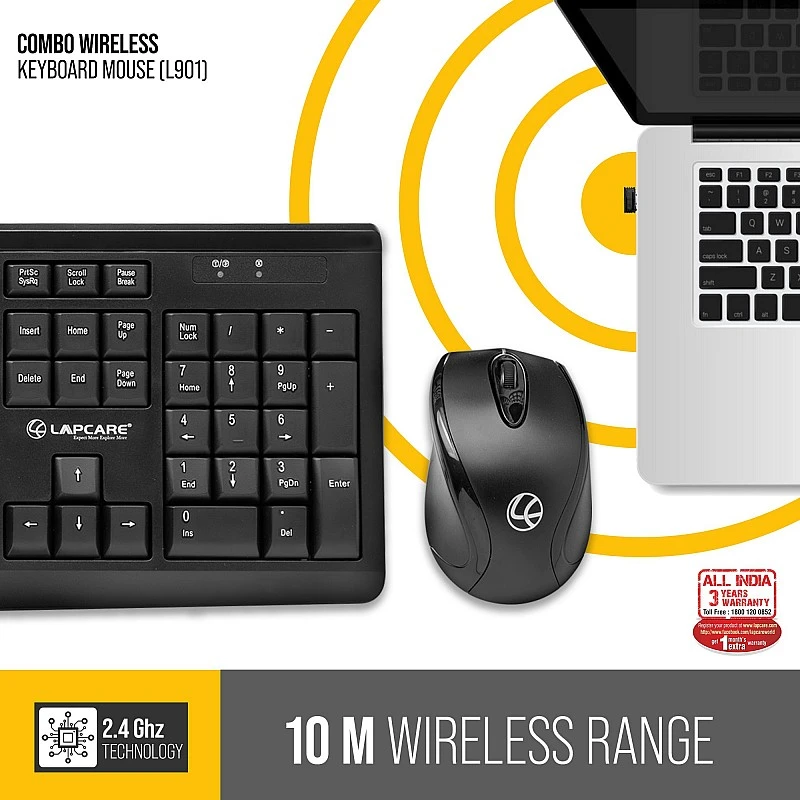 Lapcare Wireless Combo 104 Key Keyboard + Mouse 1200dpi - non Multimedia Lapcare Wireless Combo 104 Key Keyboard + Mouse 1200dpi - non Multimedia