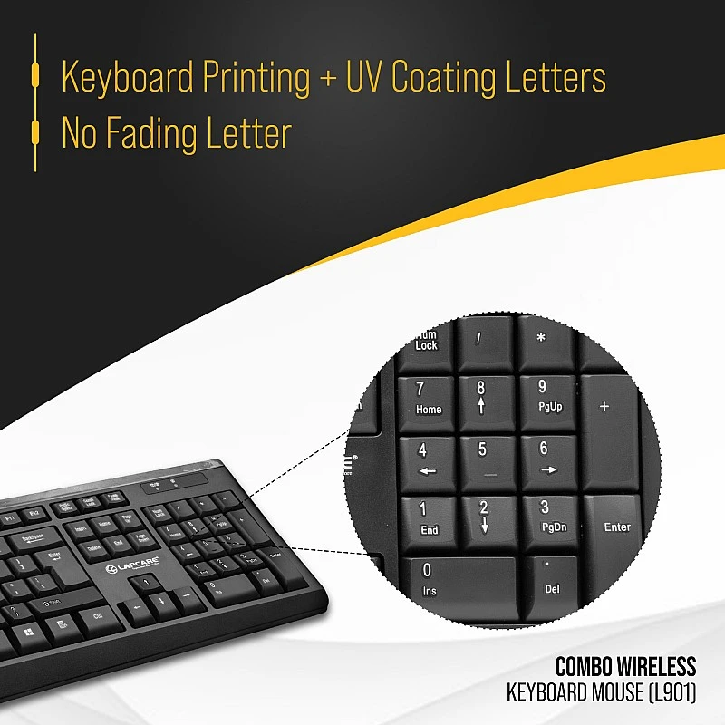 Lapcare Wireless Combo 104 Key Keyboard + Mouse 1200dpi - non Multimedia Lapcare Wireless Combo 104 Key Keyboard + Mouse 1200dpi - non Multimedia