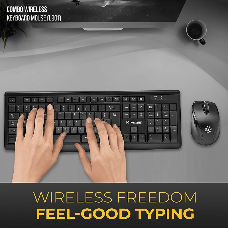 Lapcare Wireless Combo 104 Key Keyboard + Mouse 1200dpi - non Multimedia Lapcare Wireless Combo 104 Key Keyboard + Mouse 1200dpi - non Multimedia