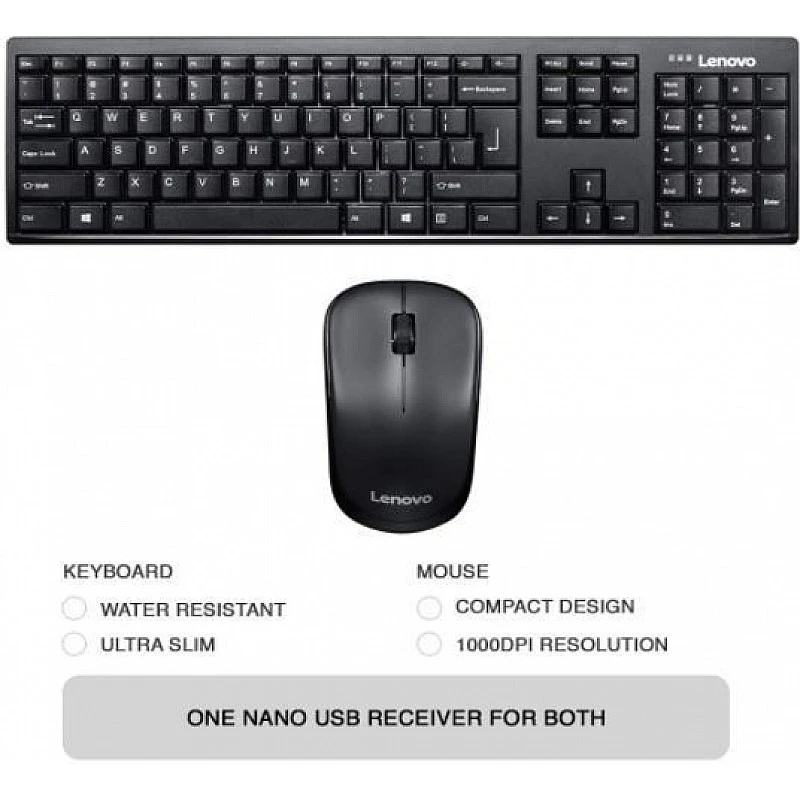 Lenovo KB MICE_BO Wireless combo 100 Eng Wireless Laptop Keyboard (Black) Lenovo KB MICE_BO Wireless combo 100 Eng Wireless Laptop Keyboard (Black)