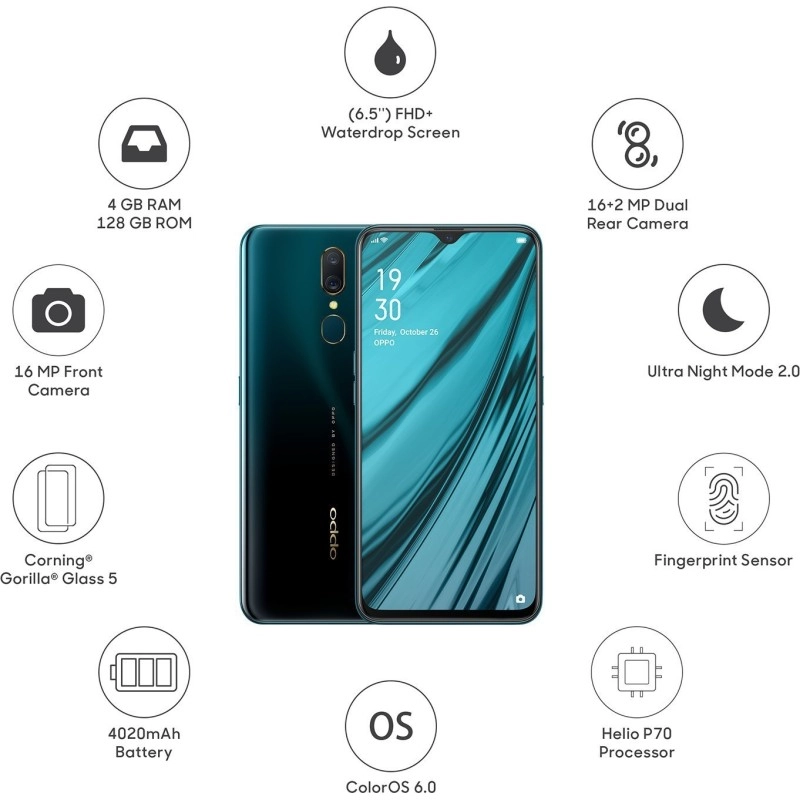 OPPO A9 | Marble Green | 4GB RAM, 128GB Storage Refurbished