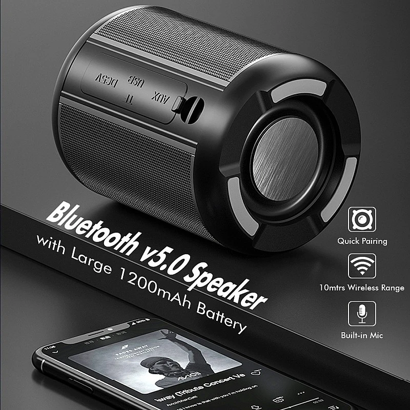PTron Quinto Portable Mini with 6Hrs Playtime 5 W Bluetooth Speaker Black PTron Quinto Portable Mini with 6Hrs Playtime 5 W Bluetooth Speaker Black